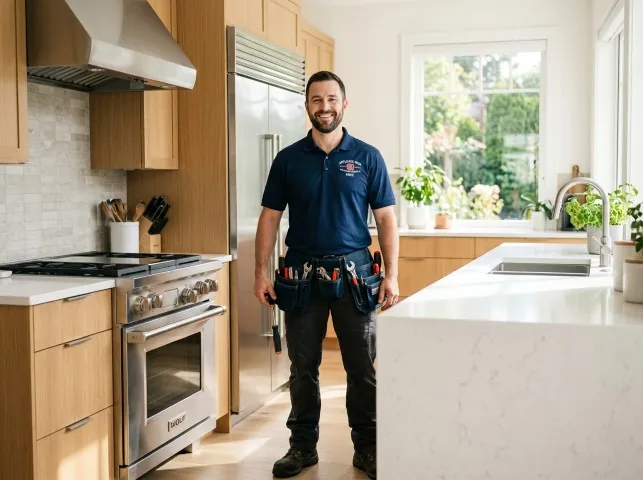 Appliance Repair Hero technician in a Alhambra, CA kitchen after an appliance repair